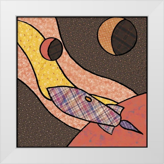 Swinford, Charles 12x12 White Modern Wood Framed Museum Art Print Titled - Patchwork Planets II