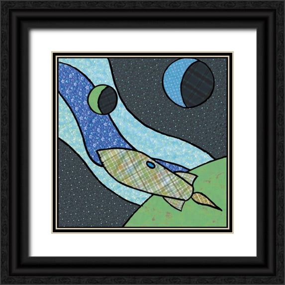 Swinford, Charles 15x15 Black Ornate Wood Framed with Double Matting Museum Art Print Titled - Patchwork Planets I
