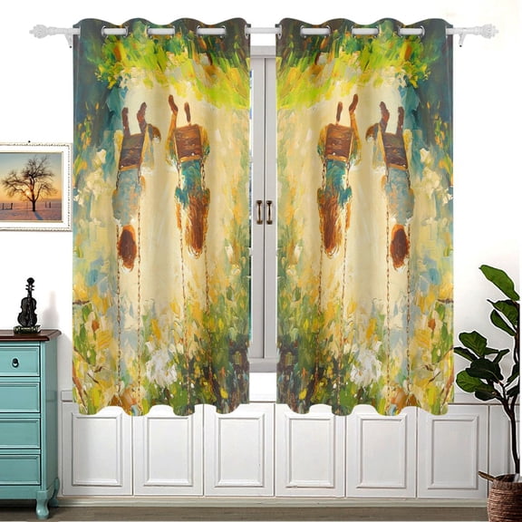 Swing 63x55in Window Curtain Panels 63x55in 2-Piece Heavy Duty 80% Light Blocking