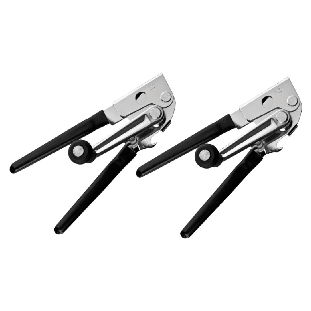 2 Pack Commercial Can Opener Manual Heavy Duty, Stainless Steel Handheld  Can Opener with Folding Easy Crank Handle, Smooth Edge, Black Swing Grips
