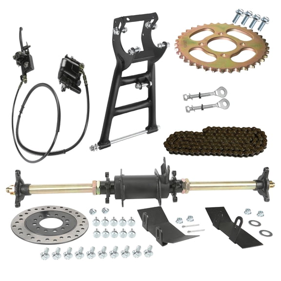 Swing Arm, 420 37T Sprocket & 132 Link Chain, Brake Disc, 3 Stud Wheel Hubs, Complete Rear End Drive Kit for 110cc 125cc 150cc Taotao ATV Quad Go Cart Buggy