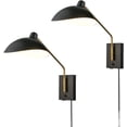 thumbnail image 1 of Swing Arm Bedroom Wall Sconces Modern Black Plug-in or Hardwired Sconce Lighting, 1 of 8