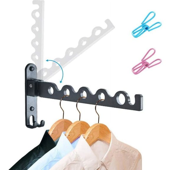 Swing Arm Clothes Hanger, Wall Mounted Clothes Drying Rack With Rotation And 90° Folding For Space Saving, Aluminum Alloy And Stainless Steel Construction, Rustproof Heavy Loads