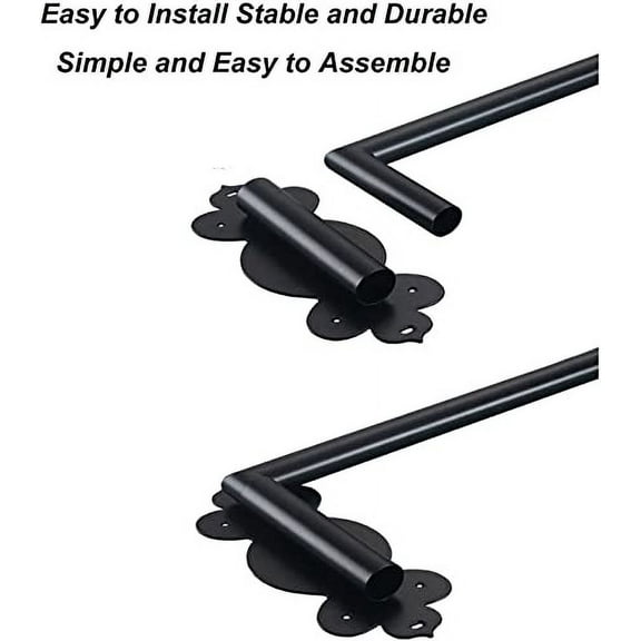 Swing Arm Curtain Rod for Front Door, Side Panels, Window Curtain Display Stand, Drapery Arm (Black, 20IN)