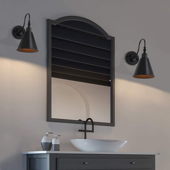 Swing Arm Wall Lamp - Rustic Vintage Wall Sconce Lighting 2 Pack Black