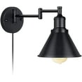 thumbnail image 1 of Swing Arm Wall Light Fixtures Pack of 1 Wall Light Plug-in Cord with On Off Switch on Cord Industrial Wall Sconce Black Finish, 1 of 5