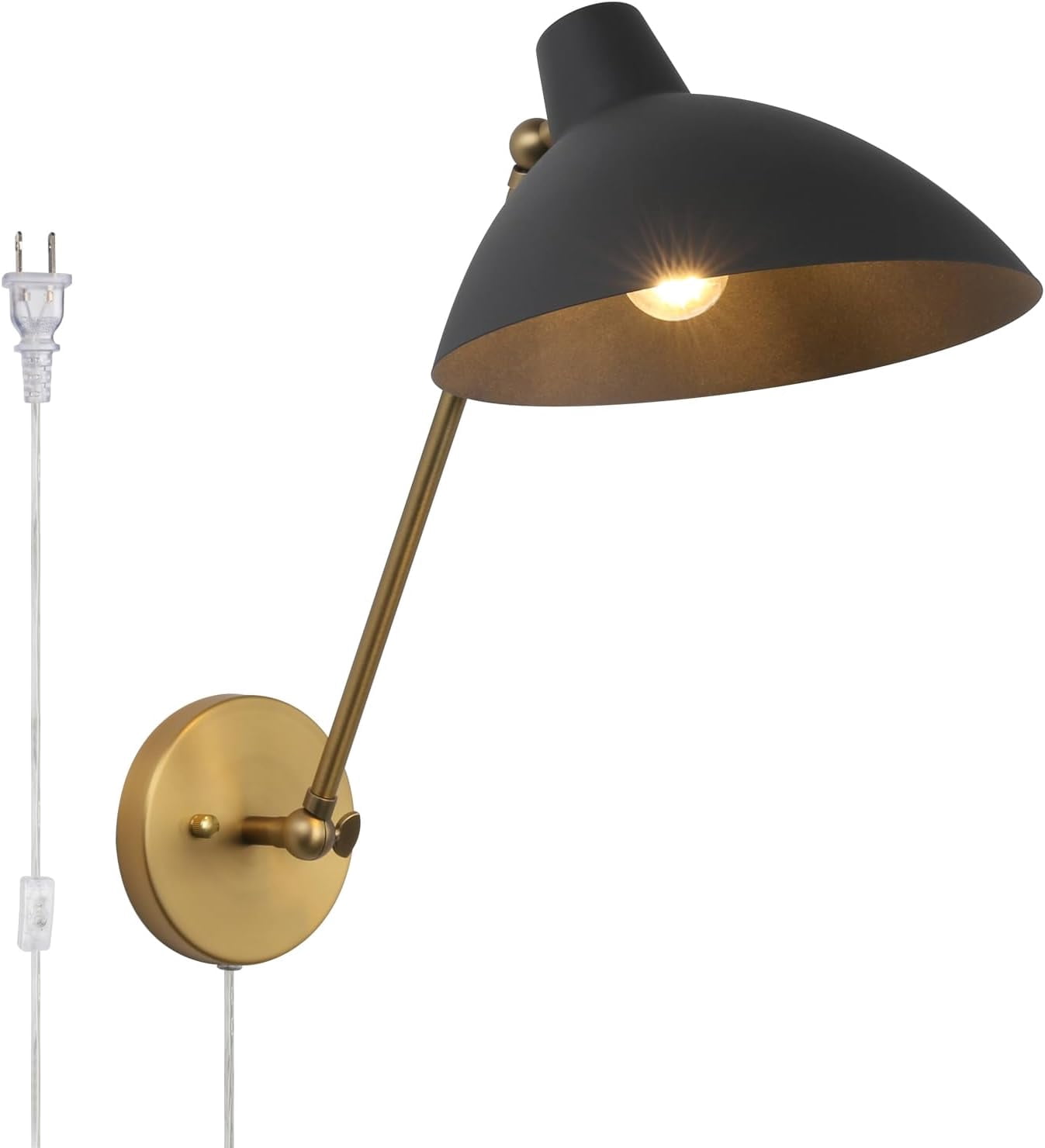 Swing Arm Wall Sconce Lighting, Plug-in Cord Wire with On/Off Switch ...