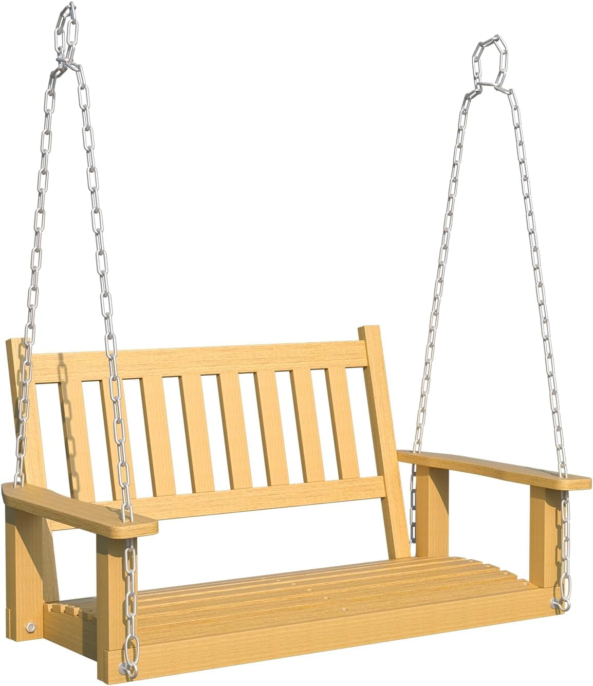 Swing Bench with Heavy Duty Hanging Chains Adjustable Outdoor Wooden ...