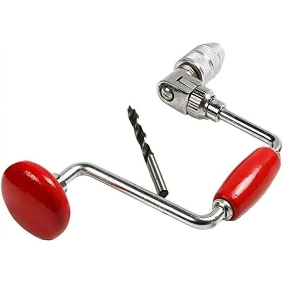 Swing Bit Brace with 4 Jaw Chuck, Hand Drill Manual Hand Crank Drill with A Bit,Carpenters Brace for Wood Plastic Acrylic, Woodworking Hole Punch Tool,10inch