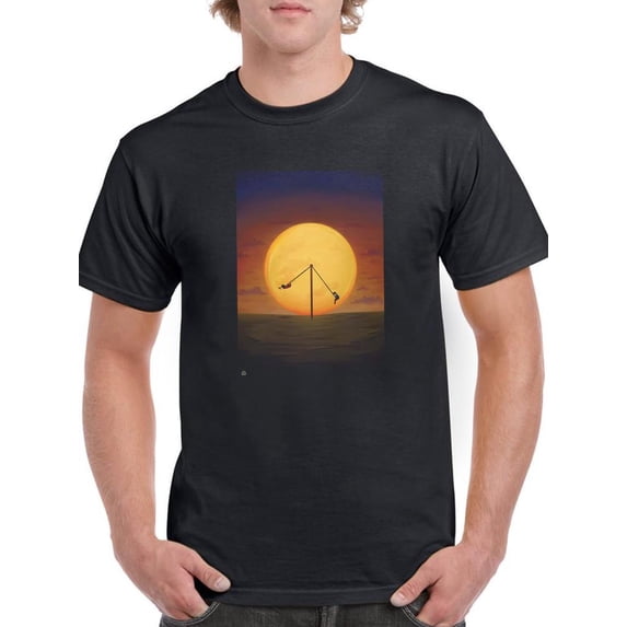 Swing By The Moon T-Shirt Men -Ali Rastroo Designs, Male 4X-Large