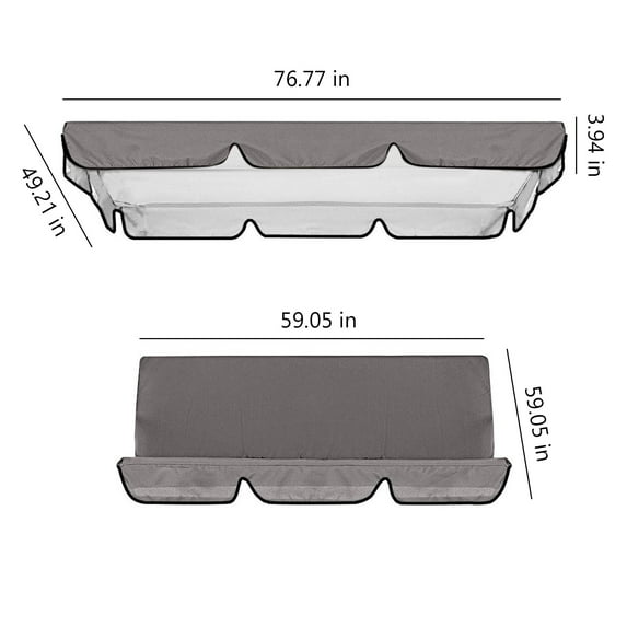 Swing Canopy Cover Set 77x49x6inch - Waterproof Outdoor Hammock Cover with Dual Seat Cushions UV Protection Replacement