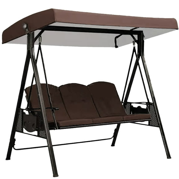 Swing Canopy Replacement Waterproof UV Resistant Top Cover 75"x 47" Outdoor Swing Sun Shade 2/3 Seater Awning Canopy Summer Outside Home Garden Patio Porch Backyard Brown
