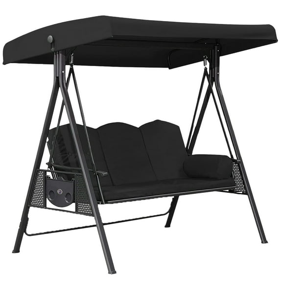 Swing Canopy Replacement Waterproof UV Resistant Top Cover 75"x 47" Outdoor Swing Sun Shade 2/3 Seater Awning Canopy Summer Outside Home Garden Patio Porch Backyard Black
