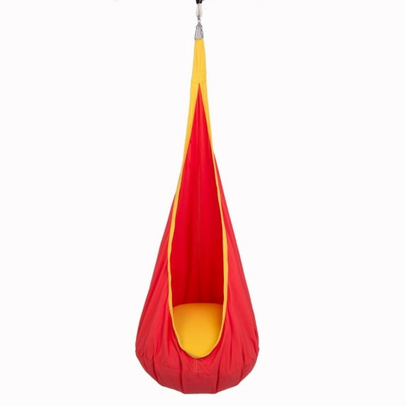 Swing Chair,Cotton Child Hammock Swing Chair,Sensory Swing,Hanging Hammock Chair with Inflatable Pillow for Outdoor and Indoor,Easy to Hang Comfortable Nest,1 PC,Max 176Lbs(Red)