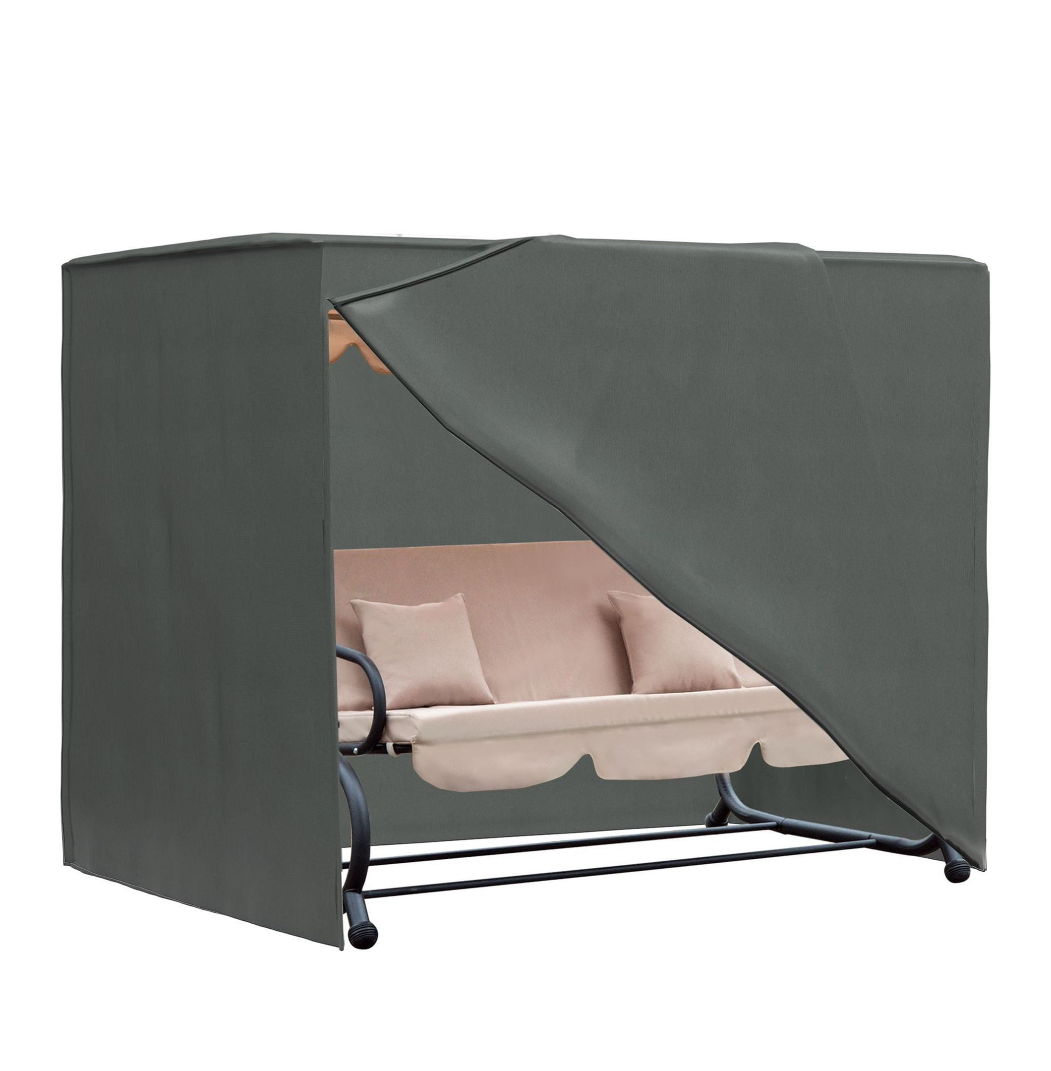 Swing Chair Cover Waterproof - 6.7ft Patio Swing Cover Anti-UV Oxford Fabric - Fade Resistant Outdoor Furniture Protector - Gray