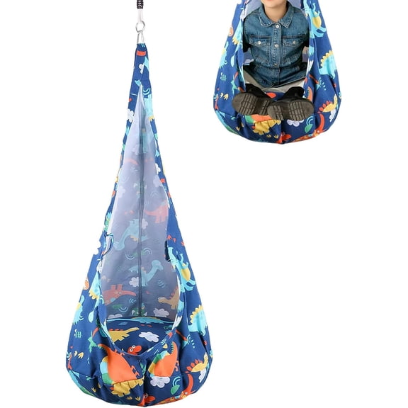 Swing Chair for Kids - Hangable Play Seat Toy, Indoor Hammock Swing with Portable Parachute Cloth Seat & Inflatable Cushion, for Boys Girls Nursery Balcony Garden Living Room Porch Patio Reading-dh