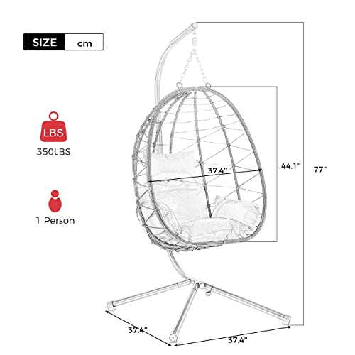 Swing Chair Outdoor,Egg Chair with Stand,Indoor Hammock Chair for Bedroom Living Room Balcony - Indoor Swing and Hanging Chair for Adults - Amacas para Patios (Red), X-Large