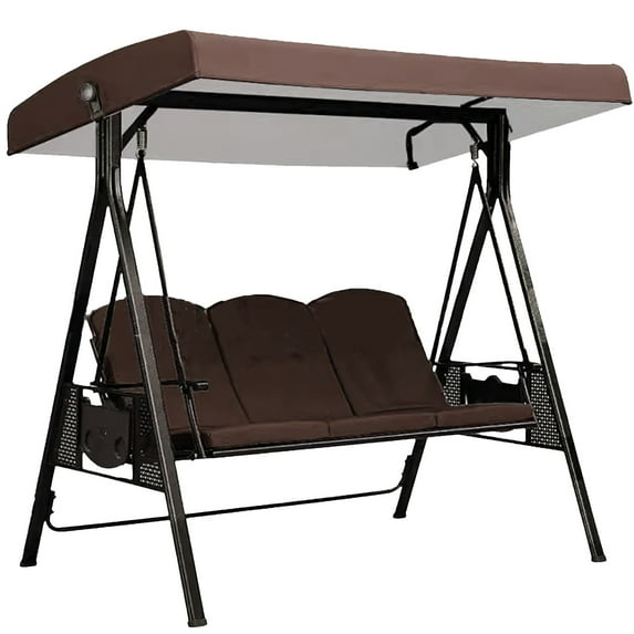 Swing Chair Replacement Canopy 75"X47" Outdoor Patio Swing Canopy Cover Uv Block Sun Shade Waterproof Swing Top Cover-Coffee