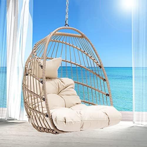 Swing Chair Without Stand Foldable Hammock Woven Rattan Hanging Basket