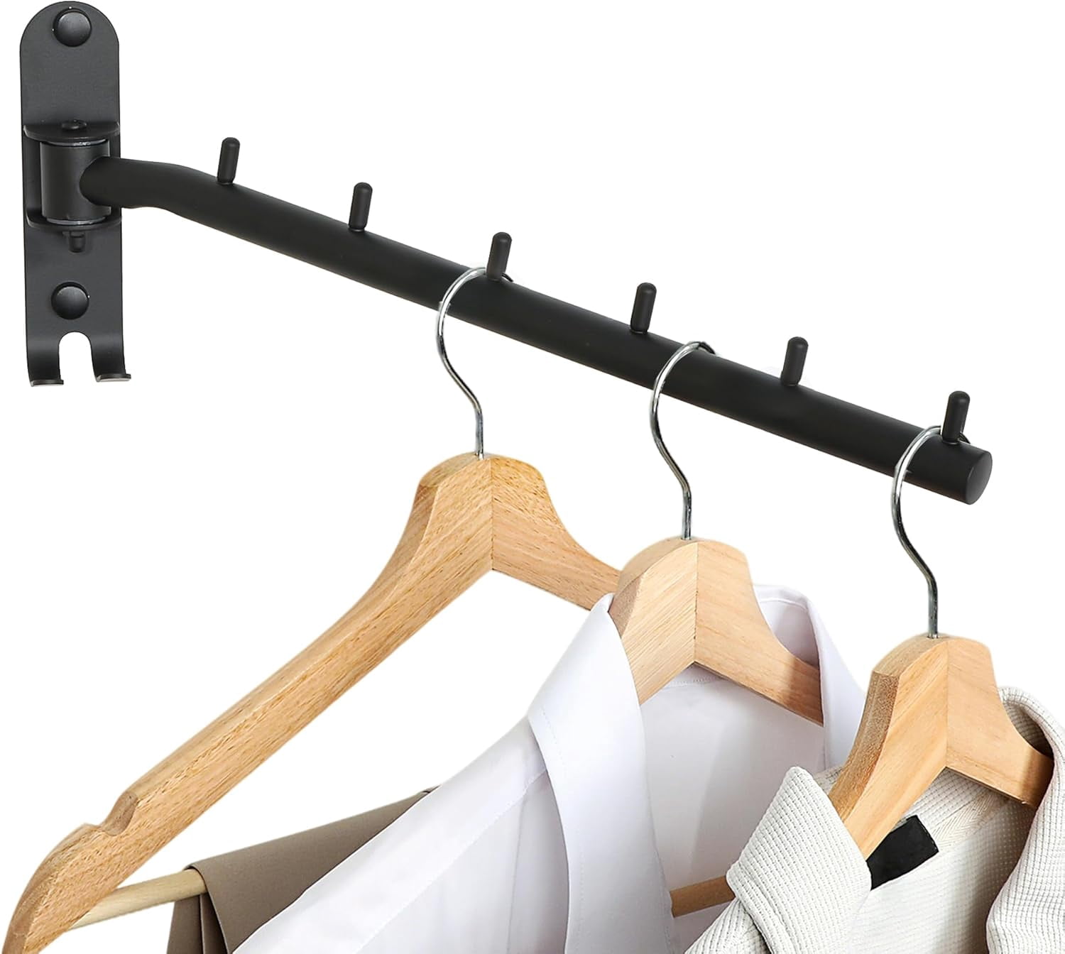 Turn Rack Swing Clothes Hanger Rack, Garment Racks Folding Clothes Bar Wall ...