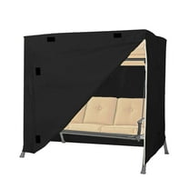 Swing Cover 18 Oz Waterproof - 100% UV & Weather Resistant Porch Swing Cover with Air Pockets and Drawstring for Snug Fit (57 D x 80 W x 72 H, Black)