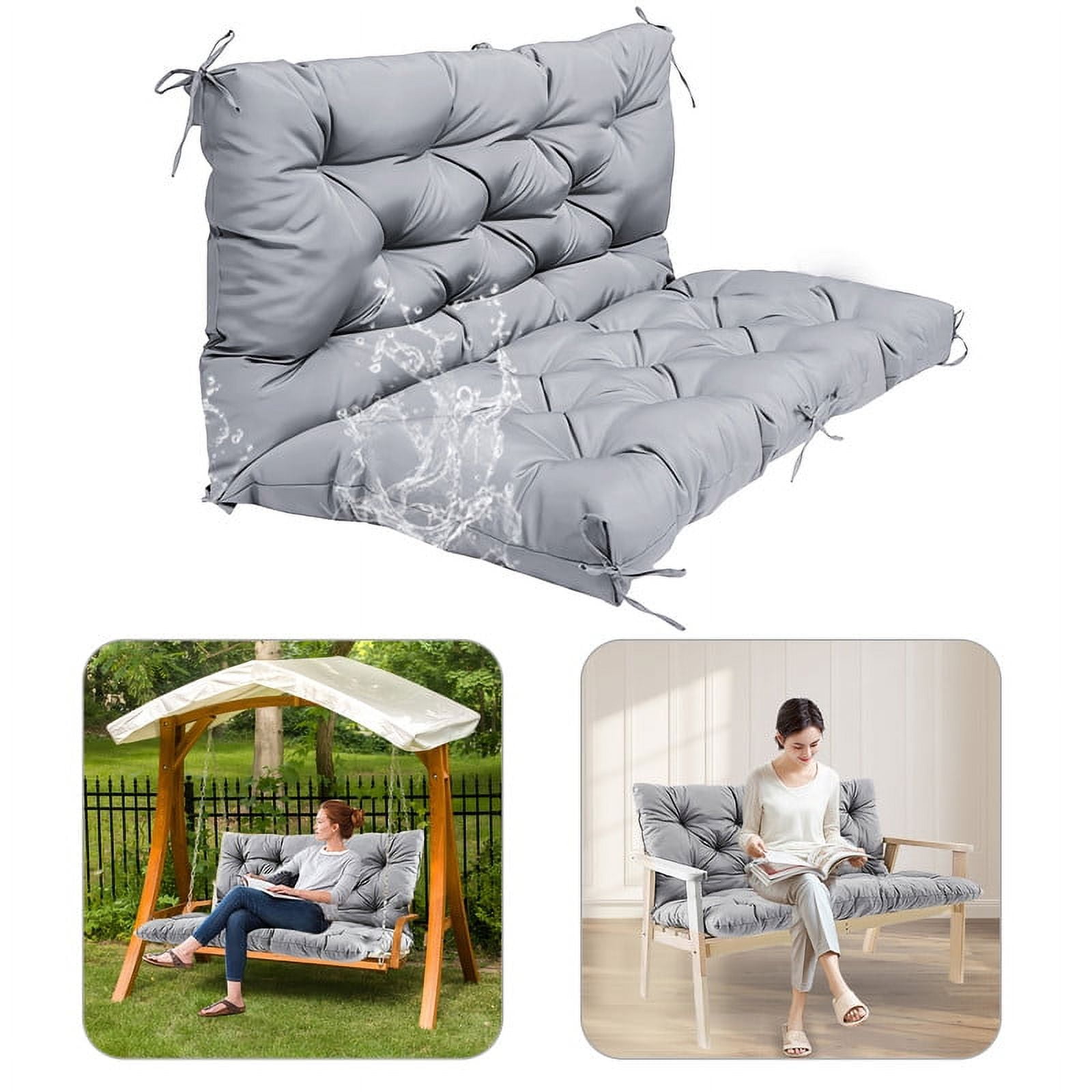 Swing Cushion Replacement Outdoor Porch Swing Cushions Thicken 4 Swing Cushions with Ties for Garden Patio Porch Furniture Swing Outdoor Bench Cushions 60 x 40 inch Bamboo Leaf Walmart