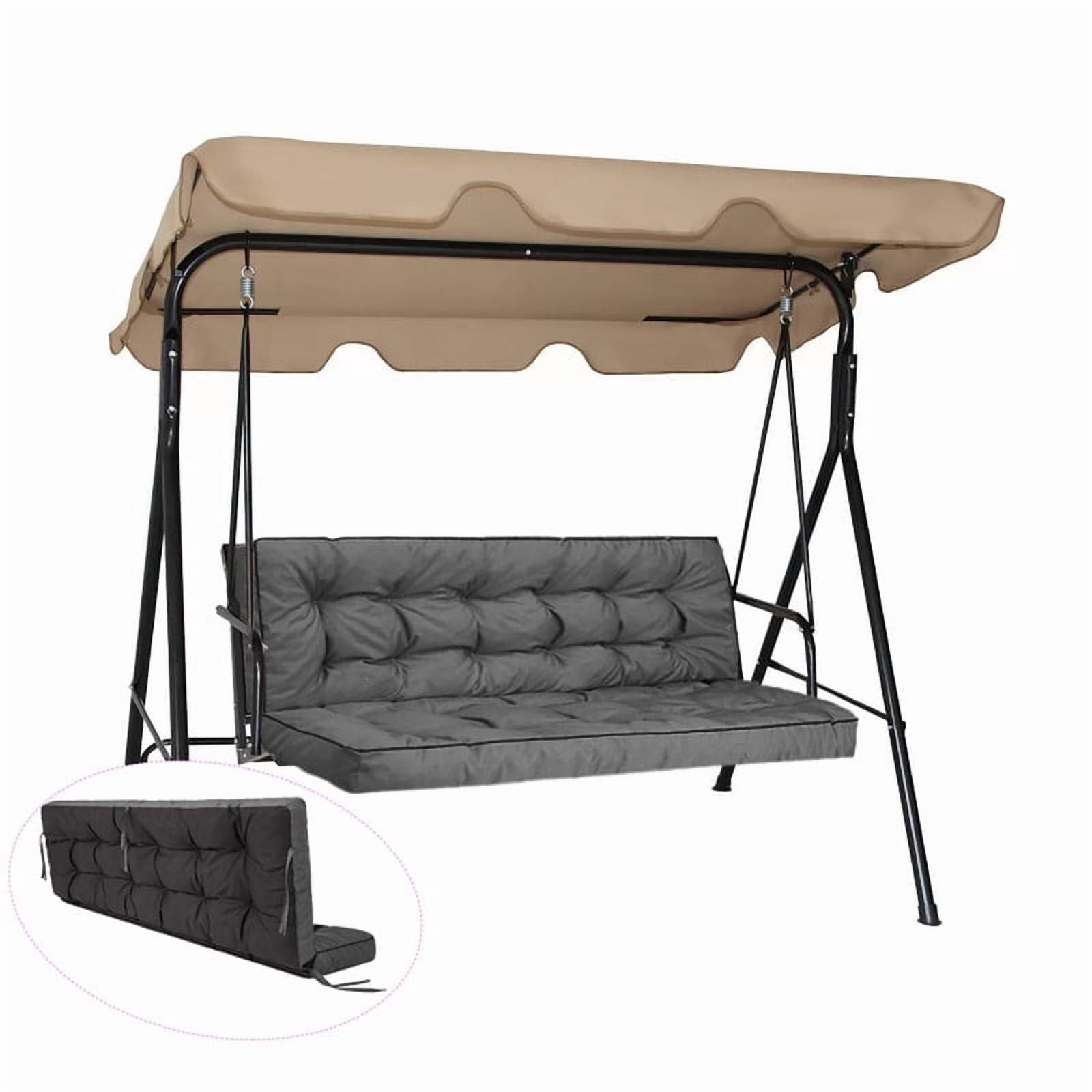 Swing Cushions 3 Seater Replacement, Waterproof Porch Swing Cushions, Thicken 5" Bench Cushions for Outdoor Furniture With Backrest , Patio Garden Loveseat Sofa Pads