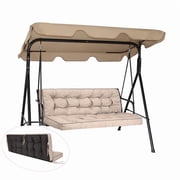 Swing Cushions 3 Seater Replacement, Waterproof Porch Swing Cushions, Thicken 5" Bench Cushions for Outdoor Furniture With Backrest , Patio Garden Loveseat Sofa Pads