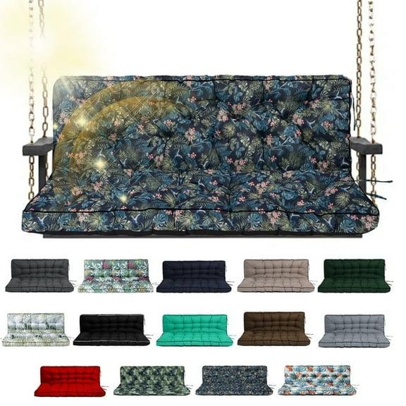 Swing Cushions 3 Seater Replacement, Waterproof Porch Swing Cushions, Thicken 5" Bench Cushions for Outdoor Furniture With Backrest , Patio Loveseat Sofa Pads(hummingbird,40*55in)