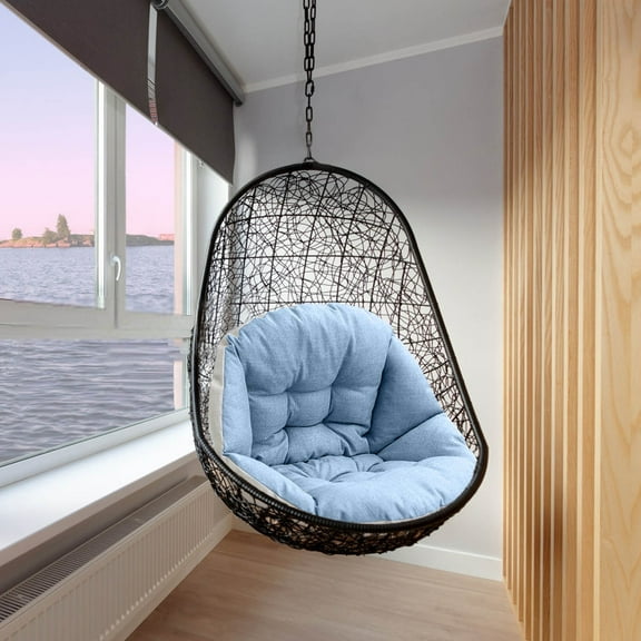 Swing Egg Chair Cushion Thickened Hanging Basket Seat Cushion Washable Hammock Chair Cushion Outdoor Patio Hanging Chair Cushion Replacement (Only Cushion) (Blue)