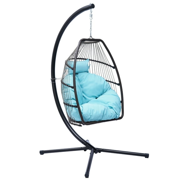 Swing Egg Chair,Rattan Hanging Egg Chairs Hammock with C Type Bracket,for Outdoor Indoor Unisex