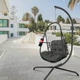 thumbnail image 1 of Swing Egg Chair with Stand Indoor Outdoor Wicker Rattan Patio Basket Hanging Chair with C Type bracket , with cushion and pillow,Patio Wicker folding Hanging Chair( Special construction cup holder, 1 of 9