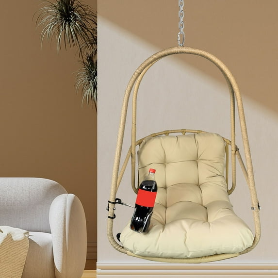 Swing Egg Chair With In Rattan Wicker For Indoor Outdoor Use, Includes Cushion And Pillow