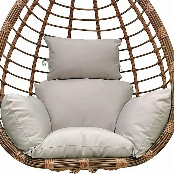 Swing Egg Cushion Replacement, Outdoor Hanging Basket Seat Cushion Pillow, Foldable Hanging Egg Chair Back Cushions with Headrest Pillow (Light Grey)