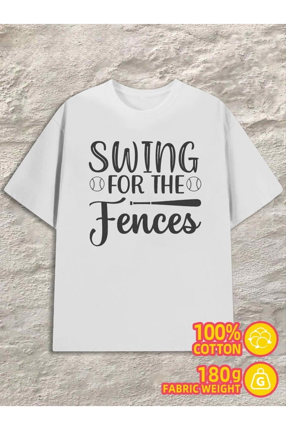 Swing Fences Tee for men white 180G 100% Cotton Refreshing and lightweight,perfect for summer sports and leisure wear Original Unisex Shirt Graphic Tee tshirts