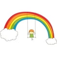 thumbnail image 1 of Swing Girl Rainbow Swing Girl Customized Wall Decal - Custom Vinyl Wall Art - Personalized Name - Baby Girls Boys Kids Bedroom Wall Decal Room Decor Wall Stickers Decoration Size (12x20 inch), 1 of 2