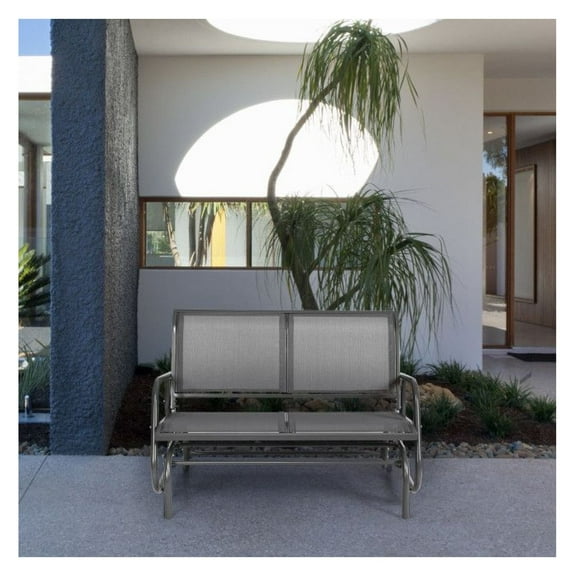 Swing Glider Chair 48 Inch Loveseat, Outdoor Rocker Lounge for Backyard, Patio, Steel Frame, Ergonomic Design, 400lbs Capacity, Comfortable Seating for Two Adults