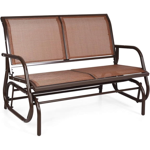 Swing Glider Chair 48 Inch with Spacious Space, 2 People Lounge Cozy Patio Bench