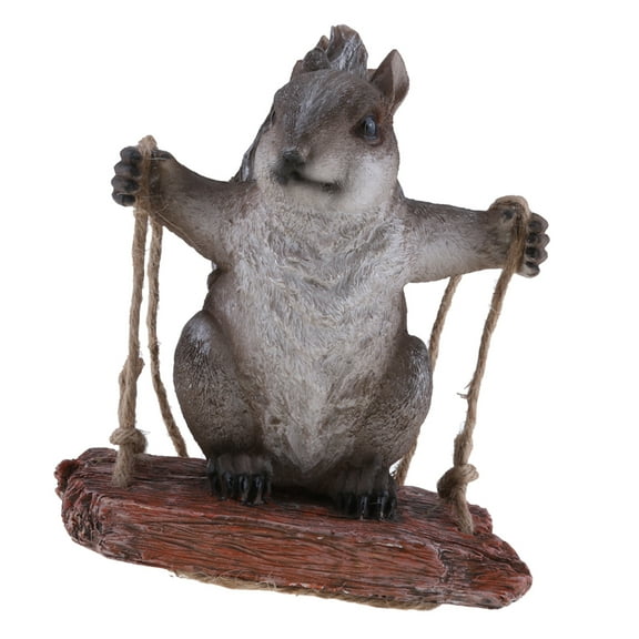 Swing Grey Squirrel Garden Statue home and indoor and outdoor Sculpture Ornament
