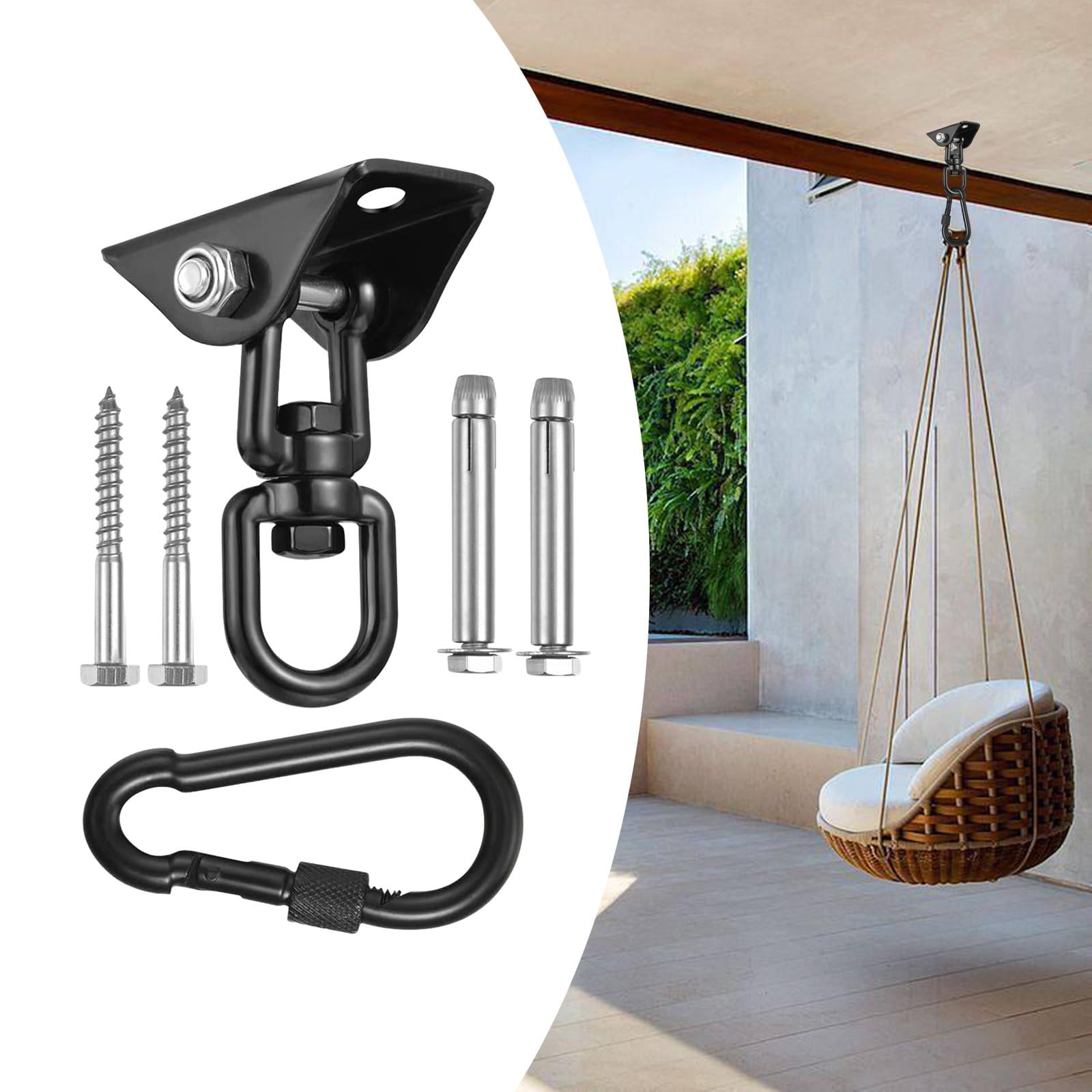 Heavy Duty 360° Swivel Swing Hanger, Stainless Steel Swing Hook for Ceiling  Wooden Porch Swing Hanging kit Playground Gym Rope Boxing Bag Hammock