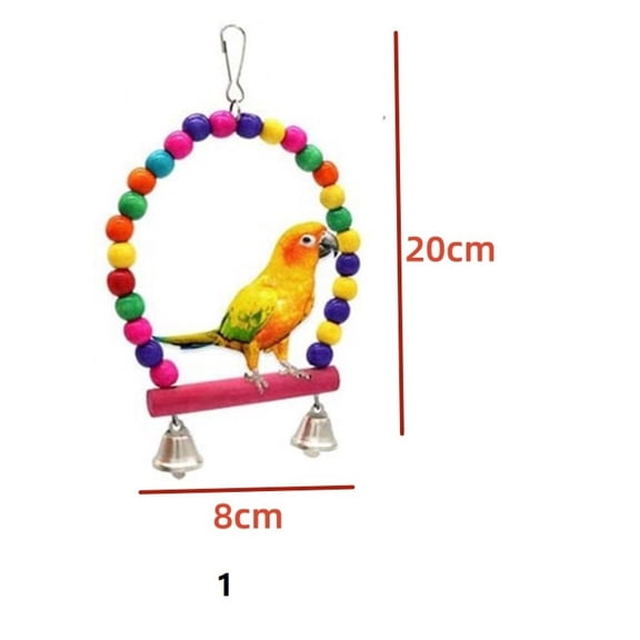 Swing Hanging Standing Chewing Toy Hammock Climbing Ladder, Cage Colorful Toys Suitable for Budgerigar, Parakeet, Conure, Cockatiel, Mynah, Love Birds, Finches