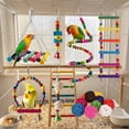 thumbnail image 1 of Swing Hanging Standing Chewing Toy Set, Hammock Climbing Ladder, Cage Colorful Toys, with Swings Blocks Colorful Bells and Ladders Natural Safe Birds Cage Accessories for Small Medium Birds, 1 of 6