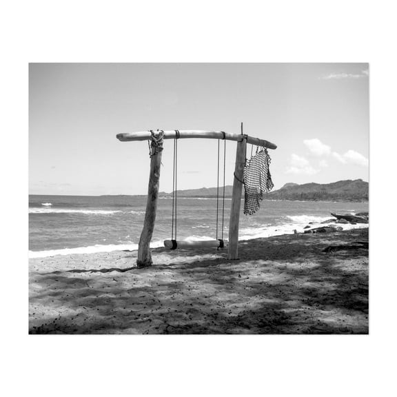 A Swing in Kapa'a Town - Kapaʻa Hawaii Photography Beach Black and White Seascape Minimalist Coastal Rustic Beach House Unframed Wall Art Print 4 x 6 inches