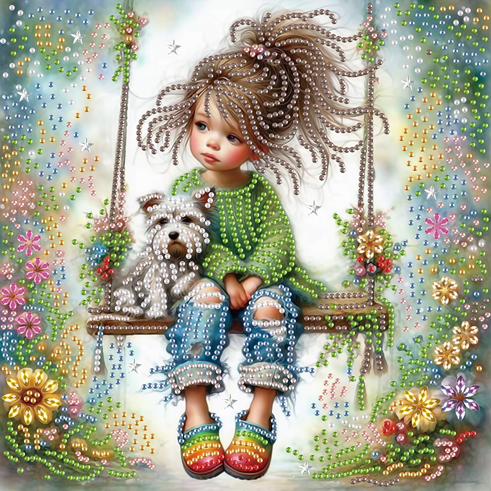 Swing Lady and Pet Diamond Art Painting Kit - Walmart.com