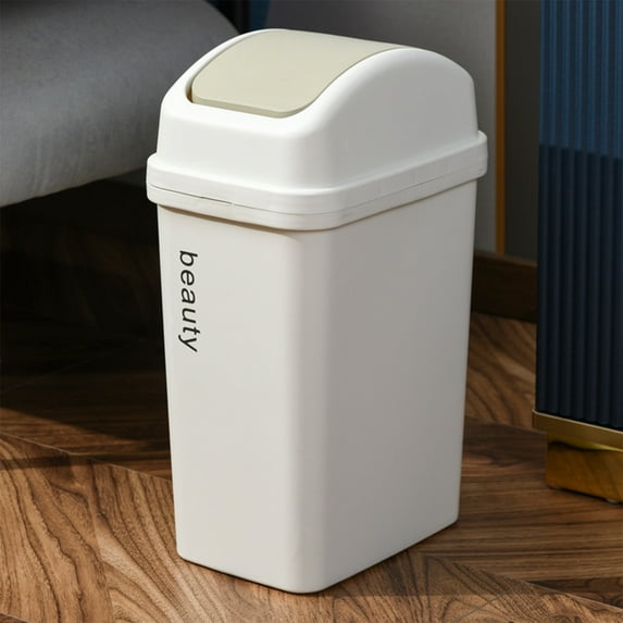 Swing Lid Trash Can, Small Trash Can with Lid for Odor Control, Compact Office and Bathroom Waste Bin, Space Saving Desk Side Garbage Bin