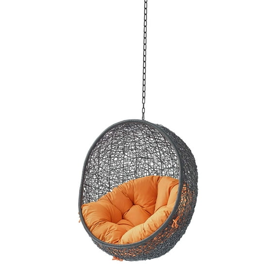 Swing Lounge Chair, Black Orange, Modern Contemporary Urban Design, Outdoor Patio Balcony Cafe Bistro Garden Furniture Hotel Hospitality