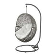 thumbnail image 1 of Swing Lounge Chair, Gray White, Rattan, Wicker, Outdoor Patio Balcony Cafe Bistro Garden Hospitality Restaurant, Modern Contemporary HB34634, 1 of 10