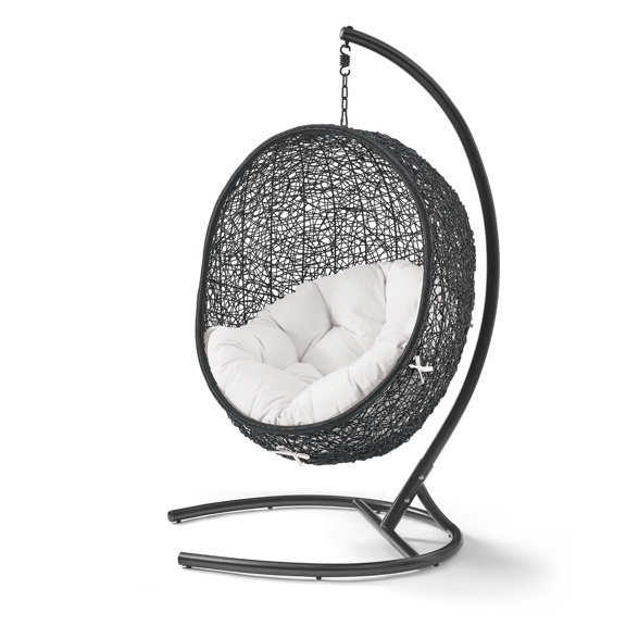 Swing Lounge Chair, Sunbrella, Black White, Modern Contemporary Urban Design, Outdoor Patio Balcony Cafe Bistro Garden Furniture Hotel Hospitality