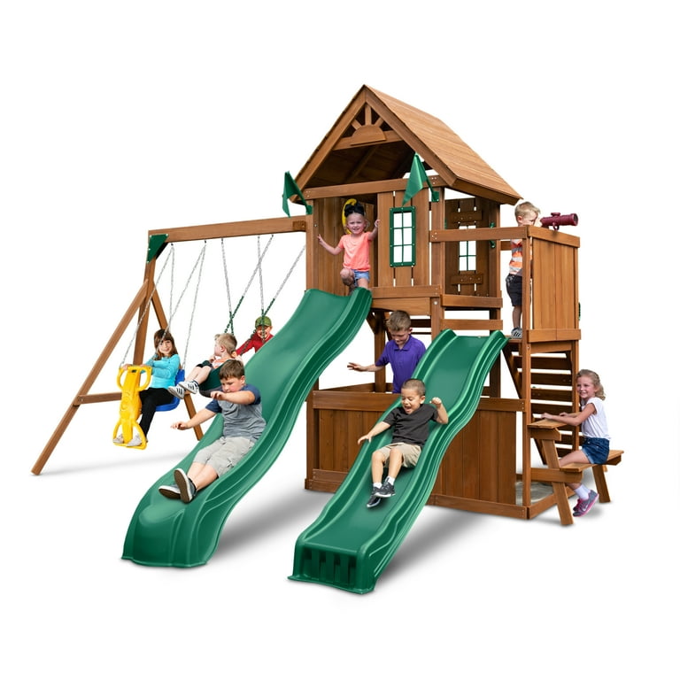 Swing-N-Slide Knightsbridge Playset: Wooden Swing Set with Swing-N-Slide Knightsbridge Playset: Wooden Swing Set with