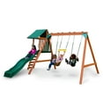 thumbnail image 1 of Swing-N-Slide Ranger Plus Wooden Backyard Swing Set with Slide, Climbing Wall and Swings, Swing Set for Backyards, 1 of 6